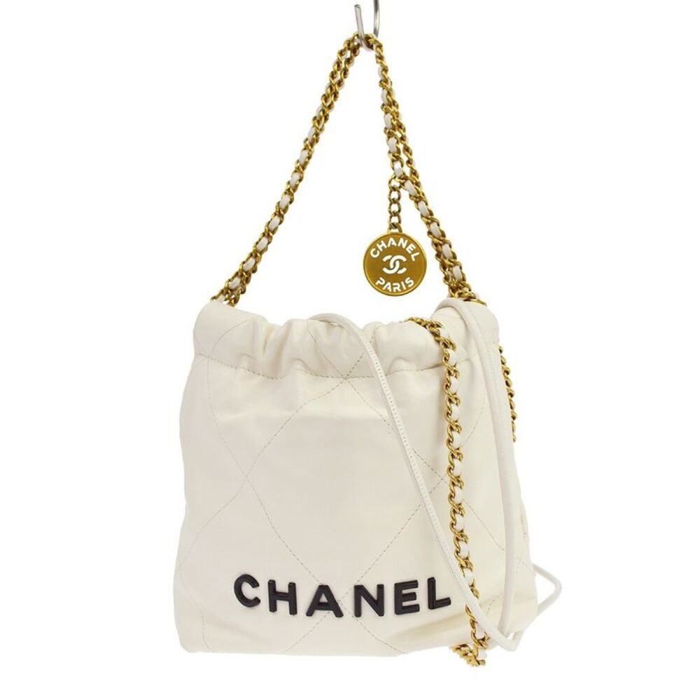 Chanel 22 Chain Hobo Quilted Shaded Calfskin White Leather Shoulder Bag Bag